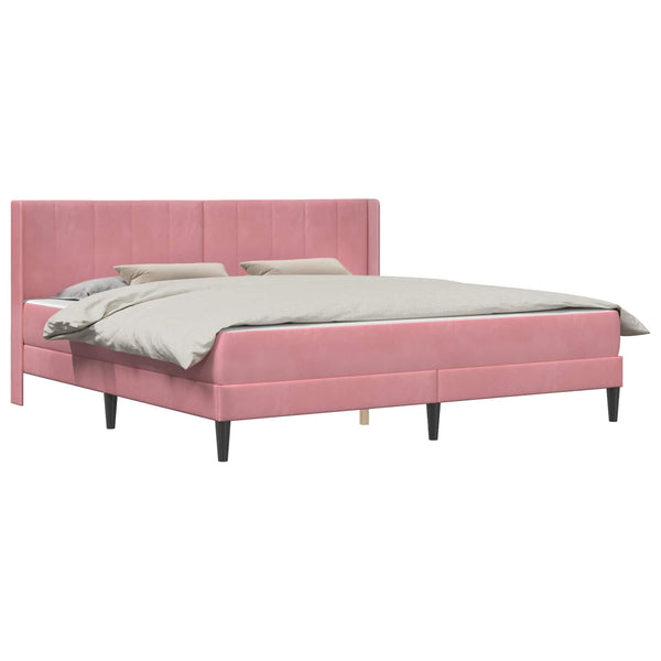 vidaXL Bed Frame with Mattress with Headboard Pink 180 x 200 cm Velvet