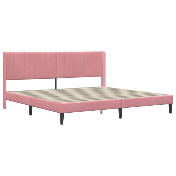 vidaXL Bed Frame with Mattress with Headboard Pink 180 x 200 cm Velvet