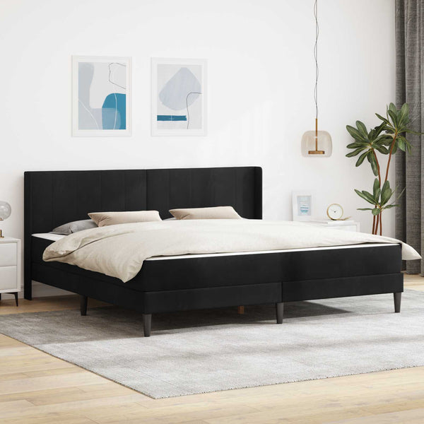vidaXL Bed Frame with Mattress with Headboard Black 180 x 200 cm Velvet