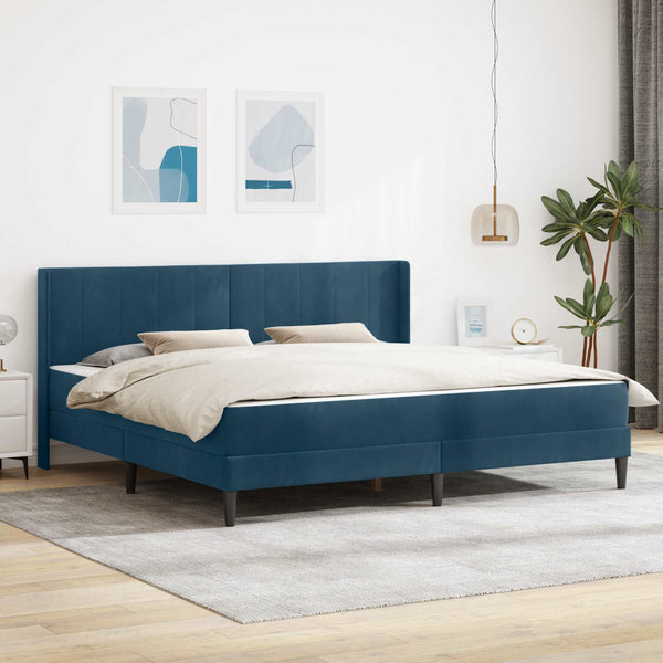 vidaXL Bed Frame with Mattress and Headboard Blue 200 x 200 cm Velvet