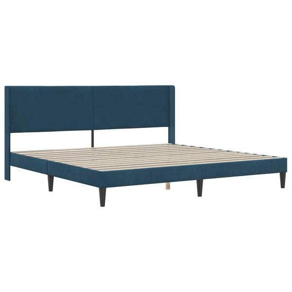 vidaXL Bed Frame with Mattress and Headboard Blue 200 x 200 cm Velvet