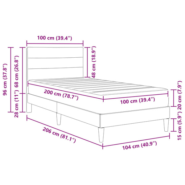 vidaXL Bed Frame Blue 100 x 200 cm Polyester