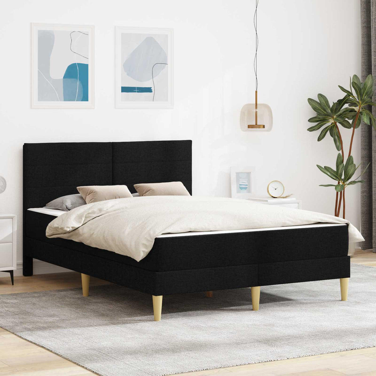 vidaXL Bed Frame Black 120 x 190 cm Polyester