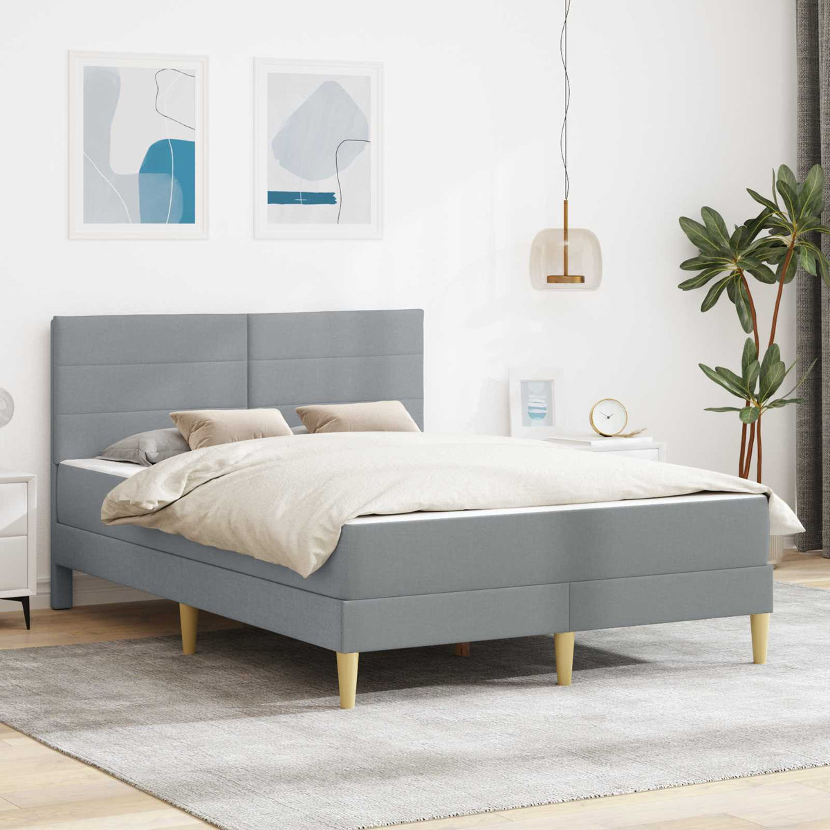 vidaXL Bed Frame Light Gray 120 x 200 cm Polyester