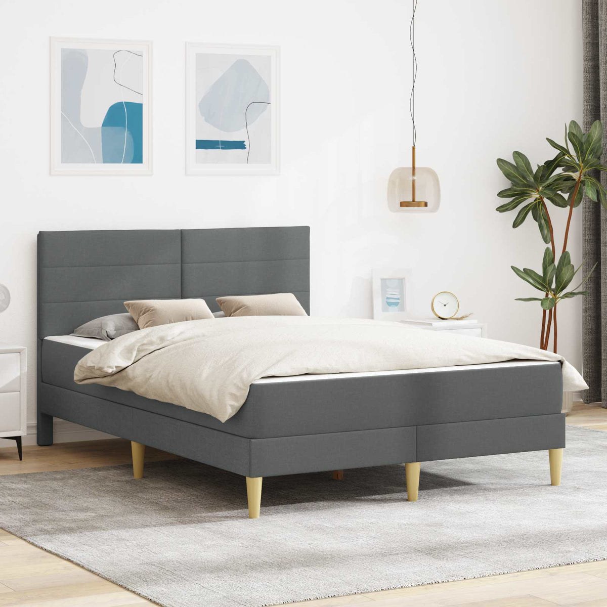 vidaXL Bed Frame Dark Grey 140 x 190 cm Polyester