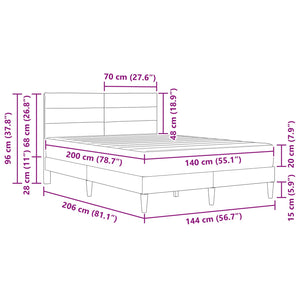 vidaXL Bed Frame Light Gray 140 x 200 cm Polyester
