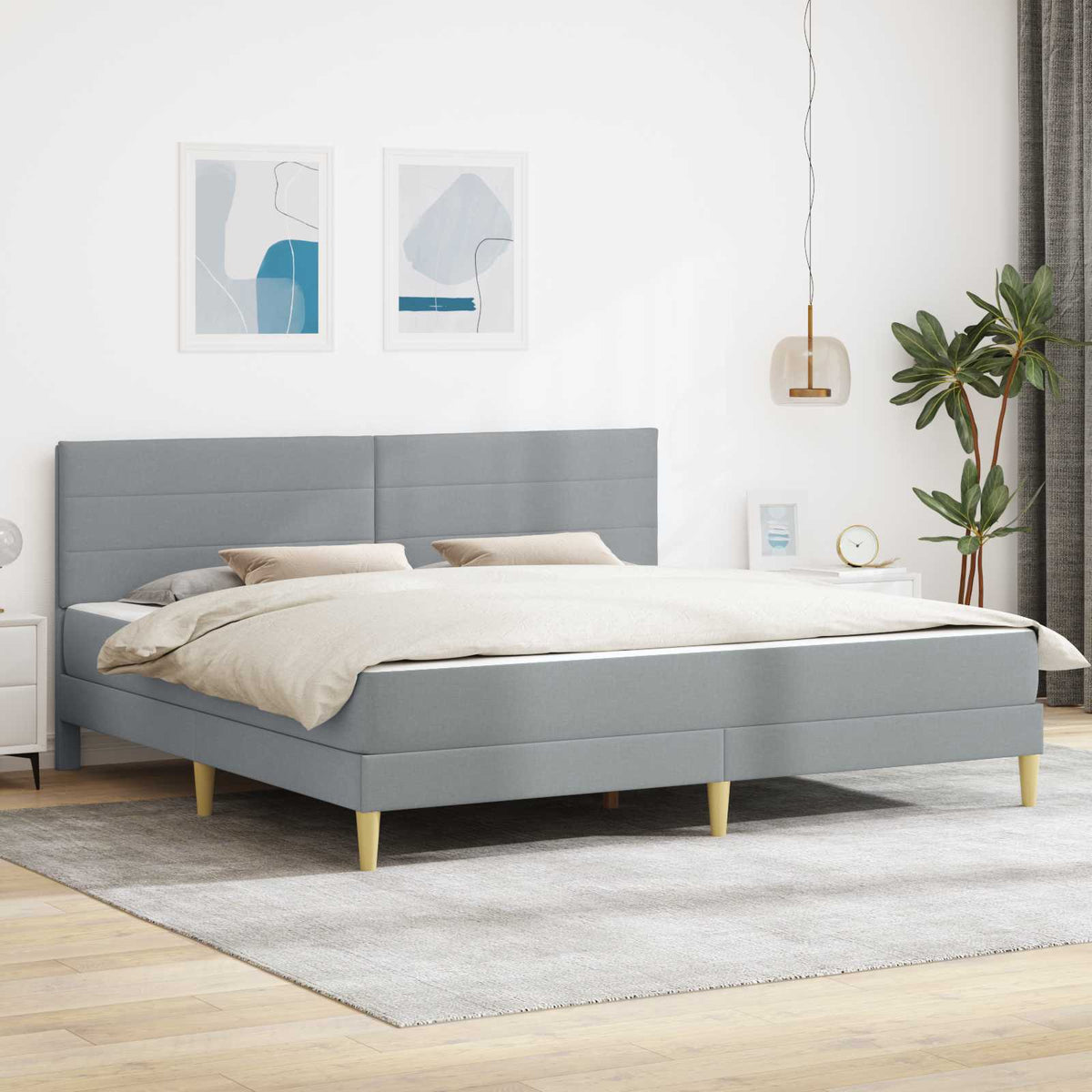 vidaXL Bed Frame Light Gray 180 x 200 cm Polyester