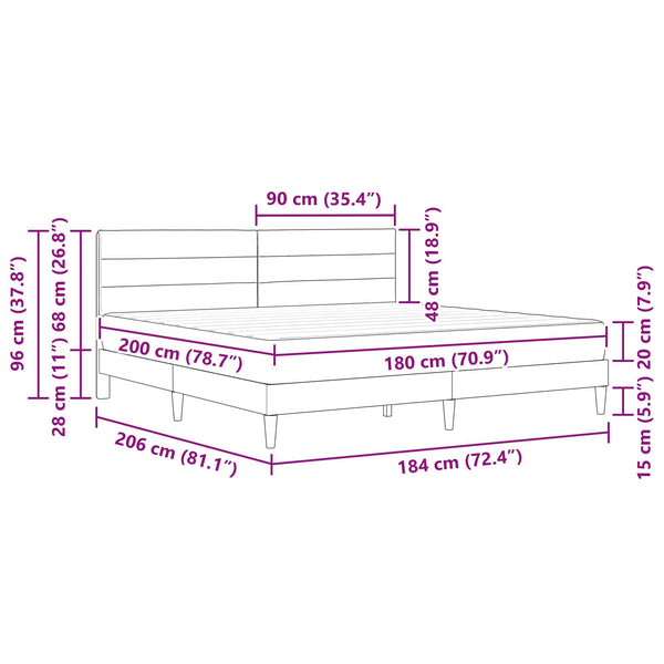 vidaXL Bed Frame Black 180 x 200 cm Polyester