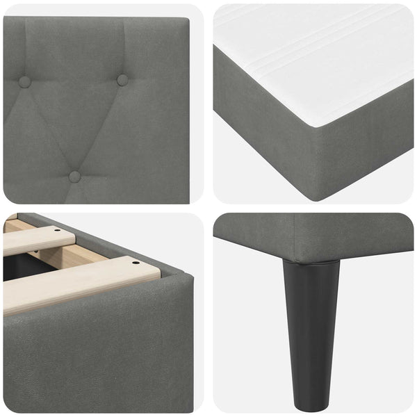 vidaXL Bed Frame with Mattress vidaXL Dark Grey 120 x 190 cm Velvet