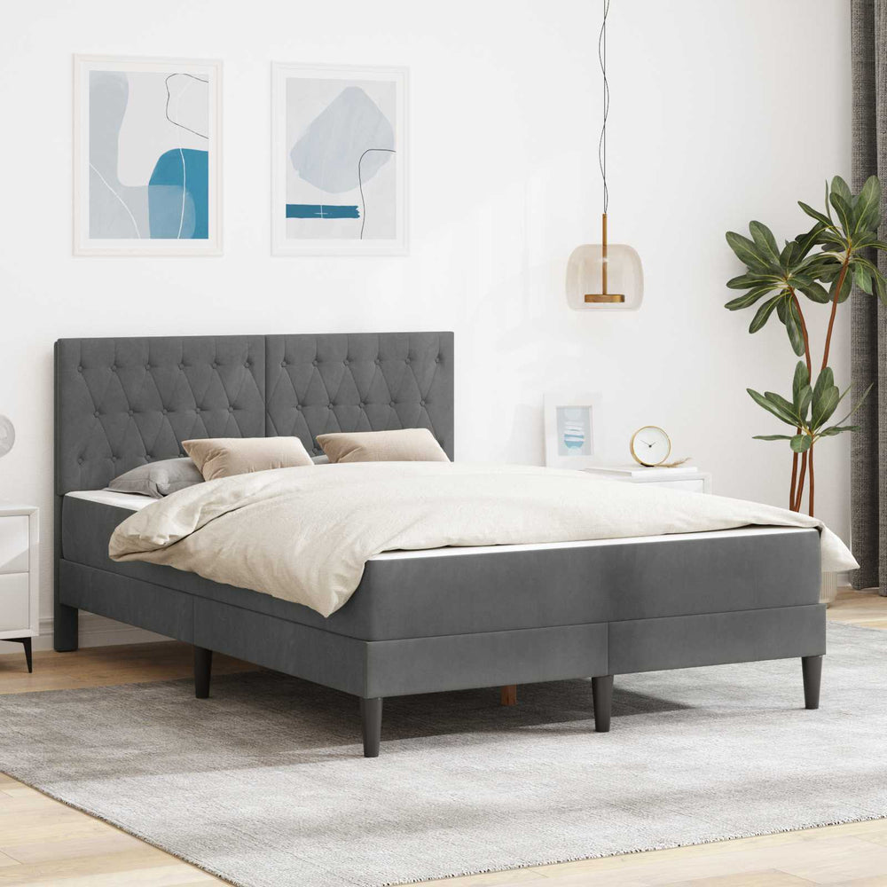 vidaXL Bed Frame with Mattress vidaXL Dark Grey 120 x 190 cm Velvet
