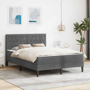 vidaXL Bed Frame with Mattress vidaXL Dark Grey 120 x 190 cm Velvet