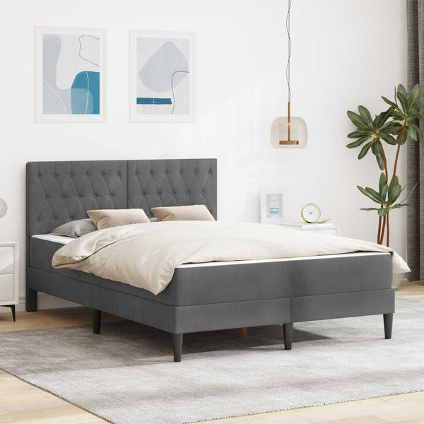 vidaXL Bed Frame with Mattress vidaXL Dark Grey 120 x 190 cm Velvet