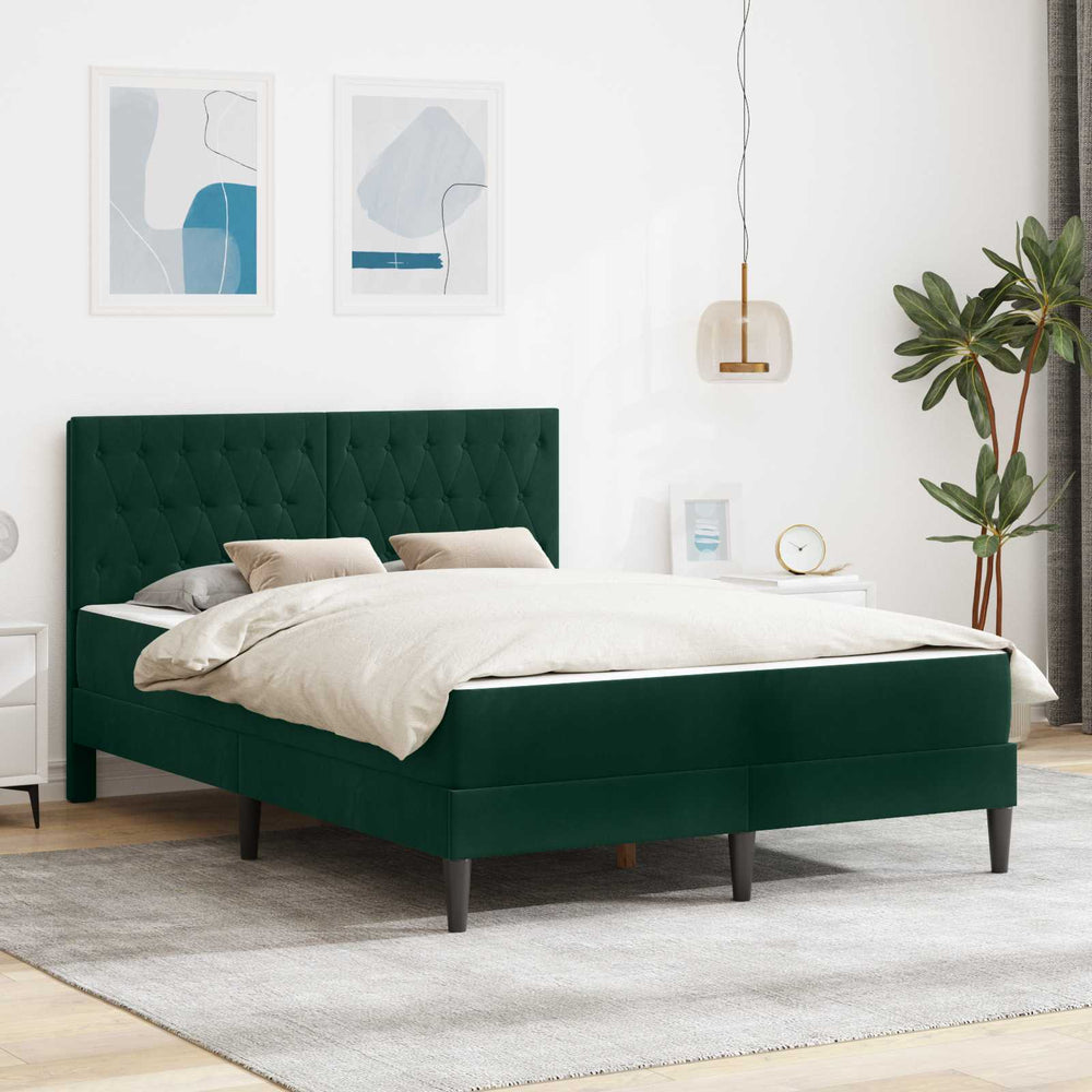 vidaXL Bed Frame with Mattress vidaXL Dark Green 120 x 190 cm Velvet