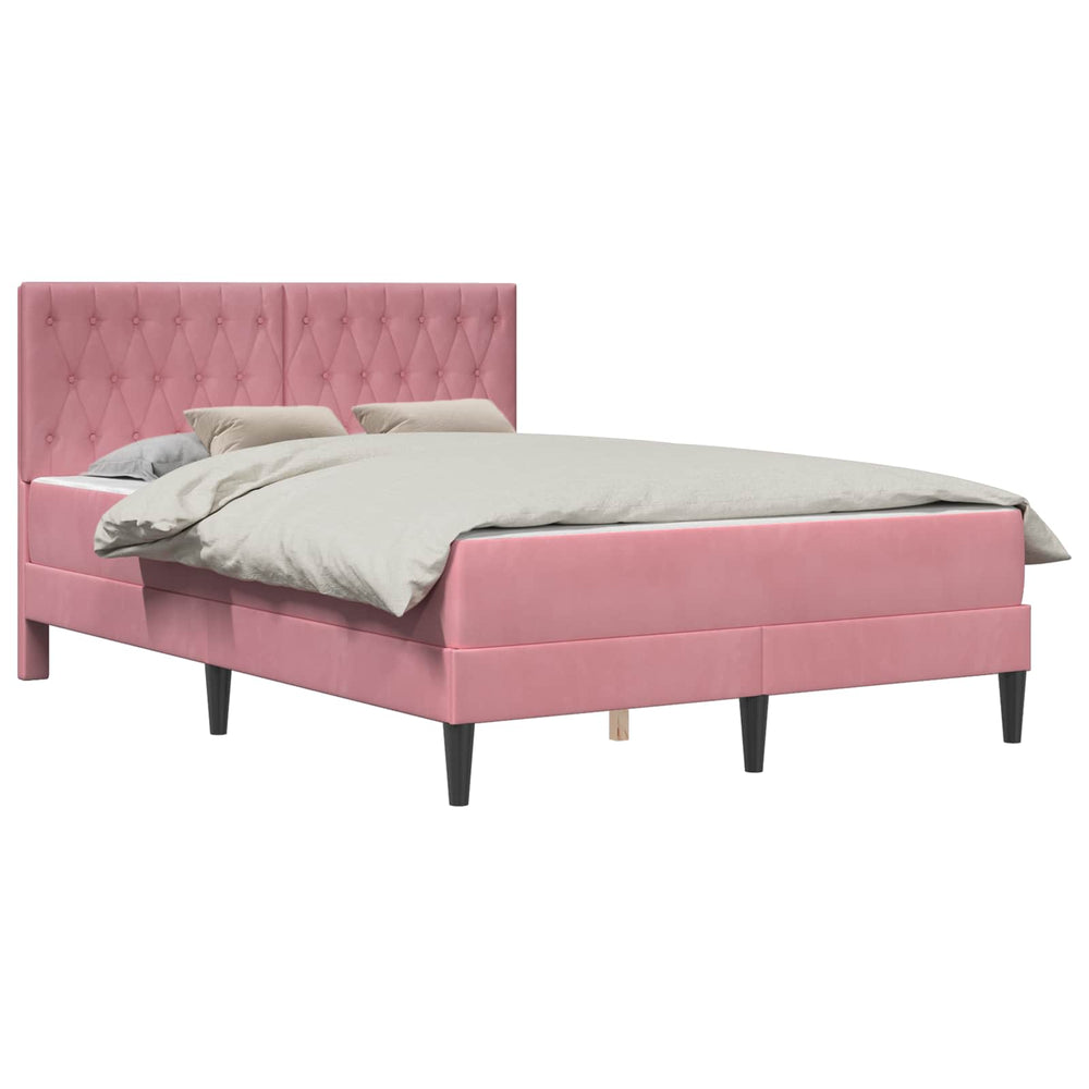 vidaXL Bed Frame with Mattress vidaXL Pink Pink 120 x 190 cm Velvet