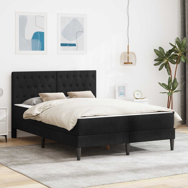 vidaXL Bed Frame with Mattress vidaXL Black 120 x 190 cm Velvet