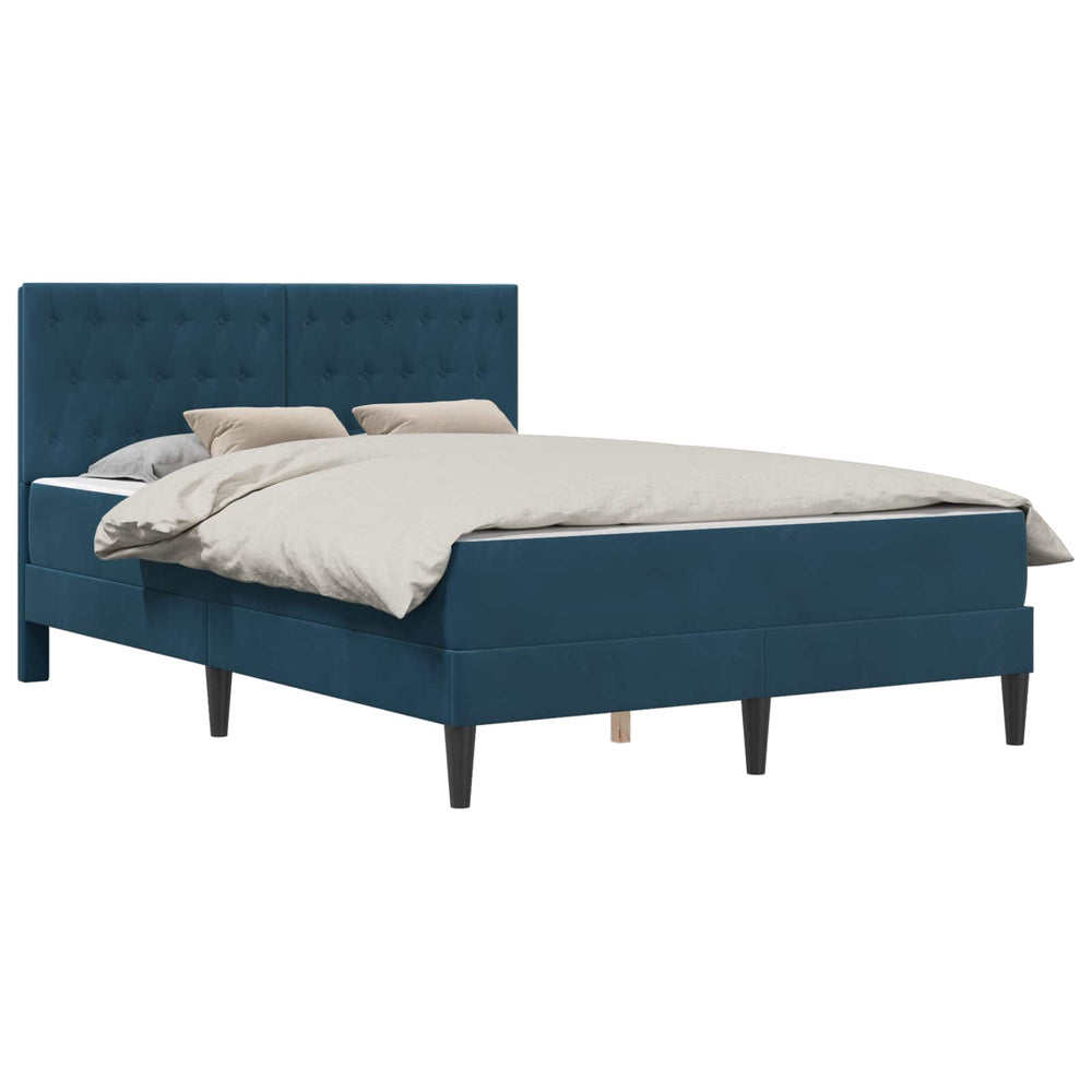 vidaXL Bed Frame with Mattress vidaXL Blue Blue 120 x 190 cm Velvet