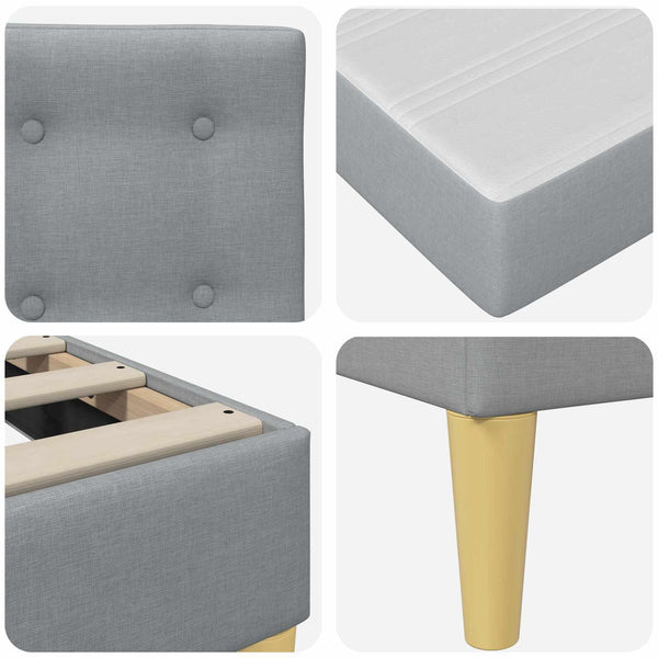 vidaXL Bed Frame with Mattress Light Gray 120 x 190 cm Fabric