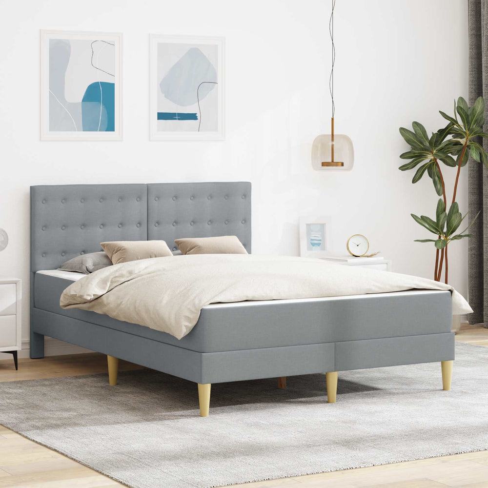 vidaXL Bed Frame with Mattress Light Gray 120 x 190 cm Fabric