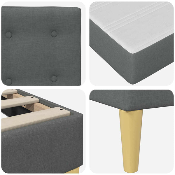 vidaXL Bed Frame with Mattress Dark Grey 120 x 190 cm Fabric