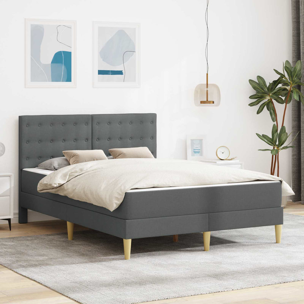 vidaXL Bed Frame with Mattress Dark Grey 120 x 190 cm Fabric