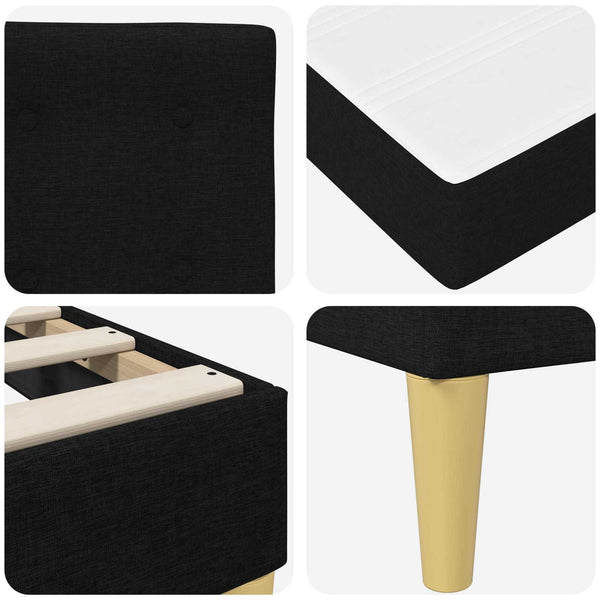 vidaXL Bed Frame with Mattress Black 120 x 190 cm Fabric