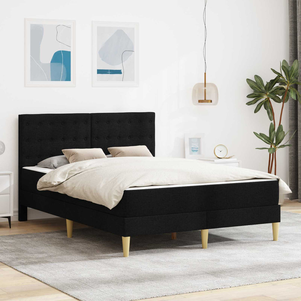 vidaXL Bed Frame with Mattress Black 120 x 190 cm Fabric