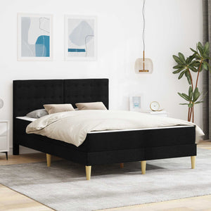 vidaXL Bed Frame with Mattress Black 120 x 190 cm Fabric