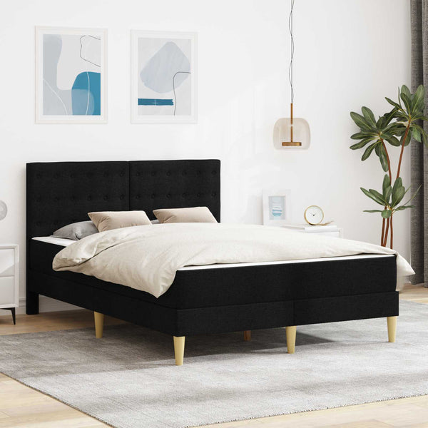 vidaXL Bed Frame with Mattress Black 120 x 190 cm Fabric
