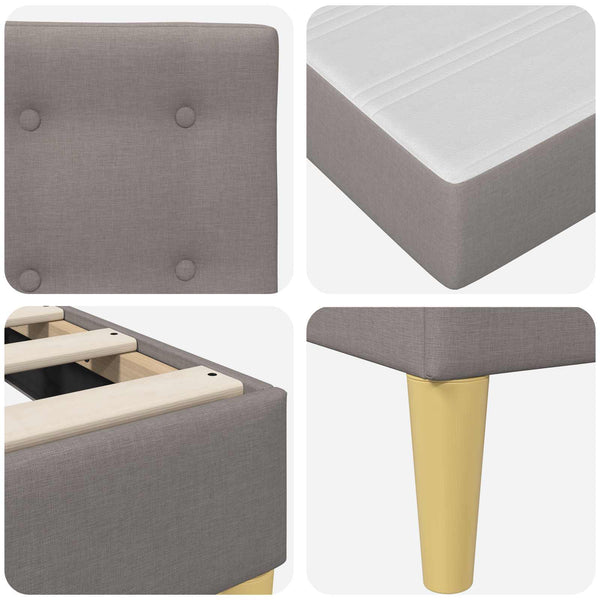 vidaXL Bed Frame with Mattress with Headboard Taupe 120 x 190 cm Fabric
