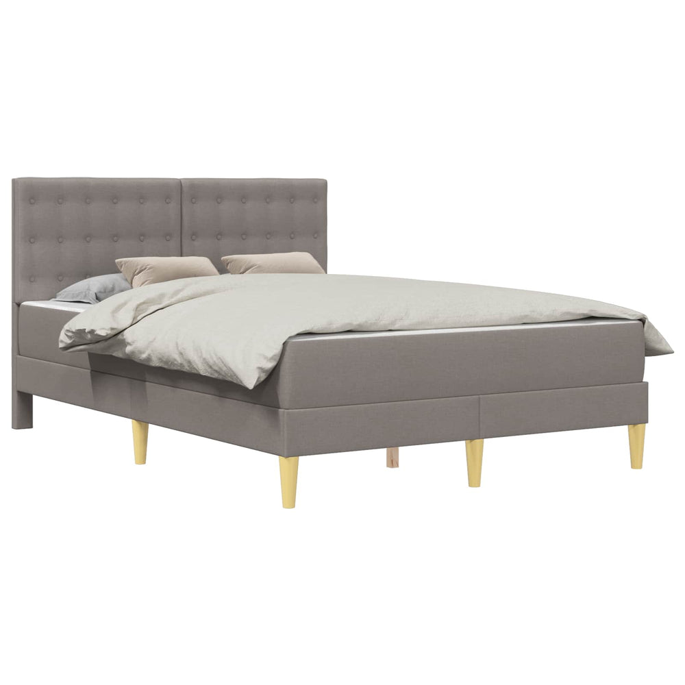vidaXL Bed Frame with Mattress with Headboard Taupe 120 x 190 cm Fabric