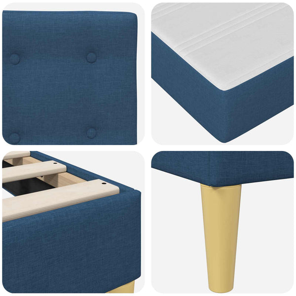 vidaXL Bed Frame with Mattress with Headboard Blue 120 x 190 cm Fabric