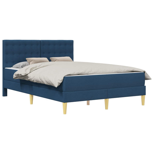 vidaXL Bed Frame with Mattress with Headboard Blue 120 x 190 cm Fabric