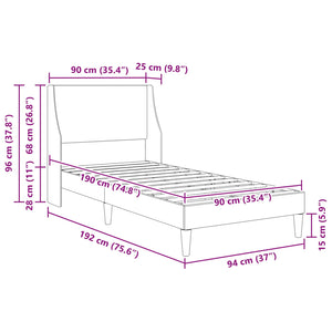 vidaXL Bed Frame with Mattress Dark Grey 90 x 200 cm Fabric