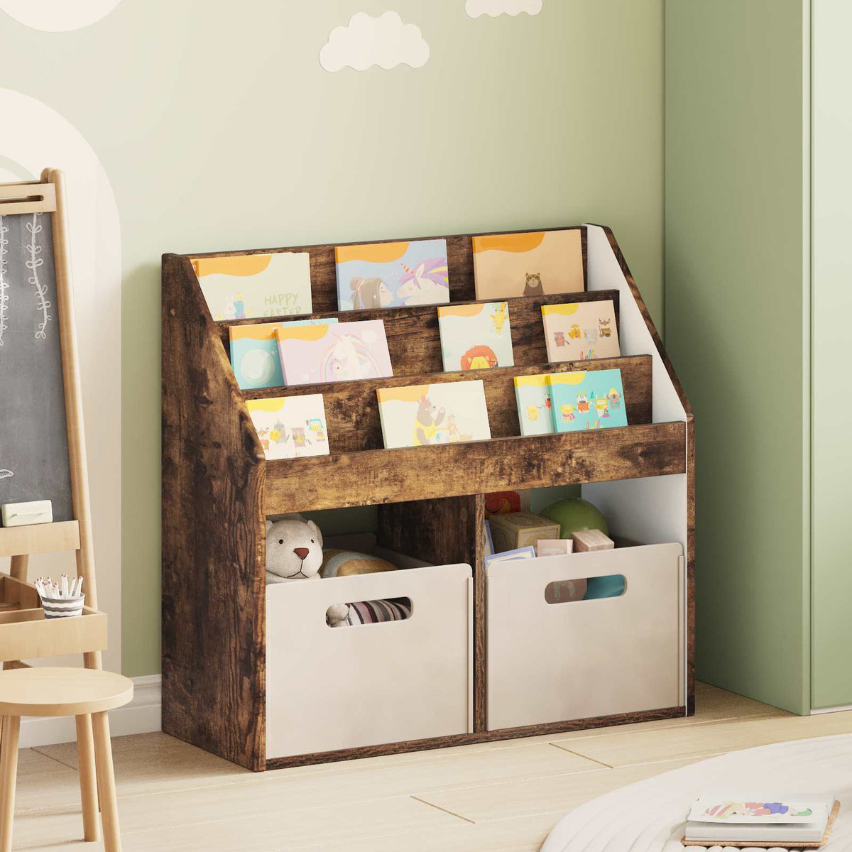 vidaXL Kids Shelf Smoked Oak 72.5 x 29.5 x 69 cm Engineered Wood