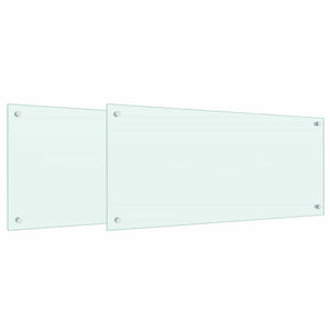 vidaXL Kitchen Splashback 2 pcs White 90 x 40 cm Tempered Glass
