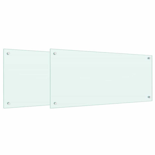 vidaXL Kitchen Splashback 2 pcs White 90 x 40 cm Tempered Glass