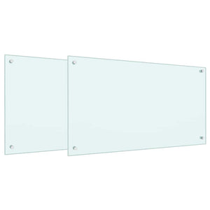 vidaXL Kitchen Backsplash 2 pcs White 90 x 50 cm Tempered Glass