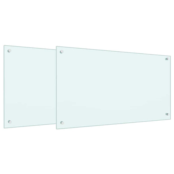 vidaXL Kitchen Backsplash 2 pcs White 90 x 50 cm Tempered Glass