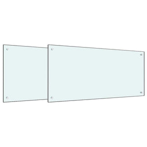 vidaXL Kitchen Splashback 2 pcs White 100 x 50 cm Tempered Glass