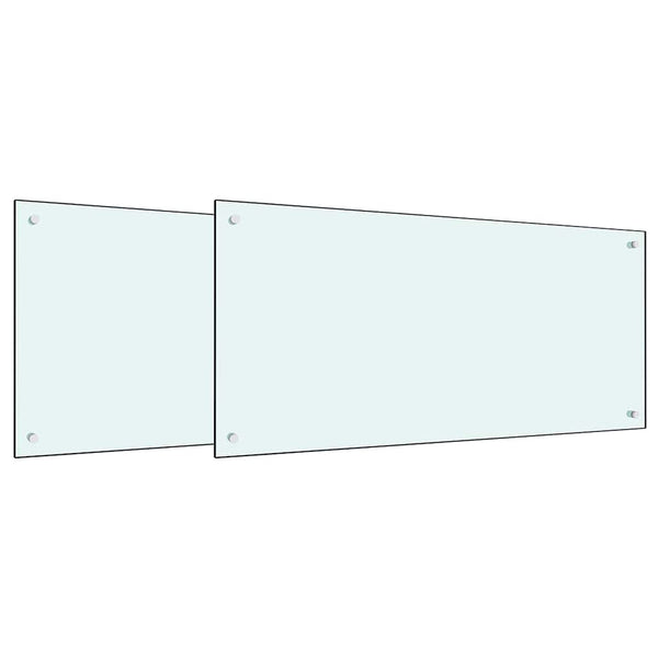 vidaXL Kitchen Splashback 2 pcs White 100 x 50 cm Tempered Glass