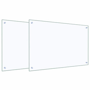 vidaXL Kitchen Splashback 2 pcs Transparent 90 x 60 cm Tempered Glass