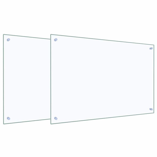 vidaXL Kitchen Splashback 2 pcs Transparent 90 x 60 cm Tempered Glass