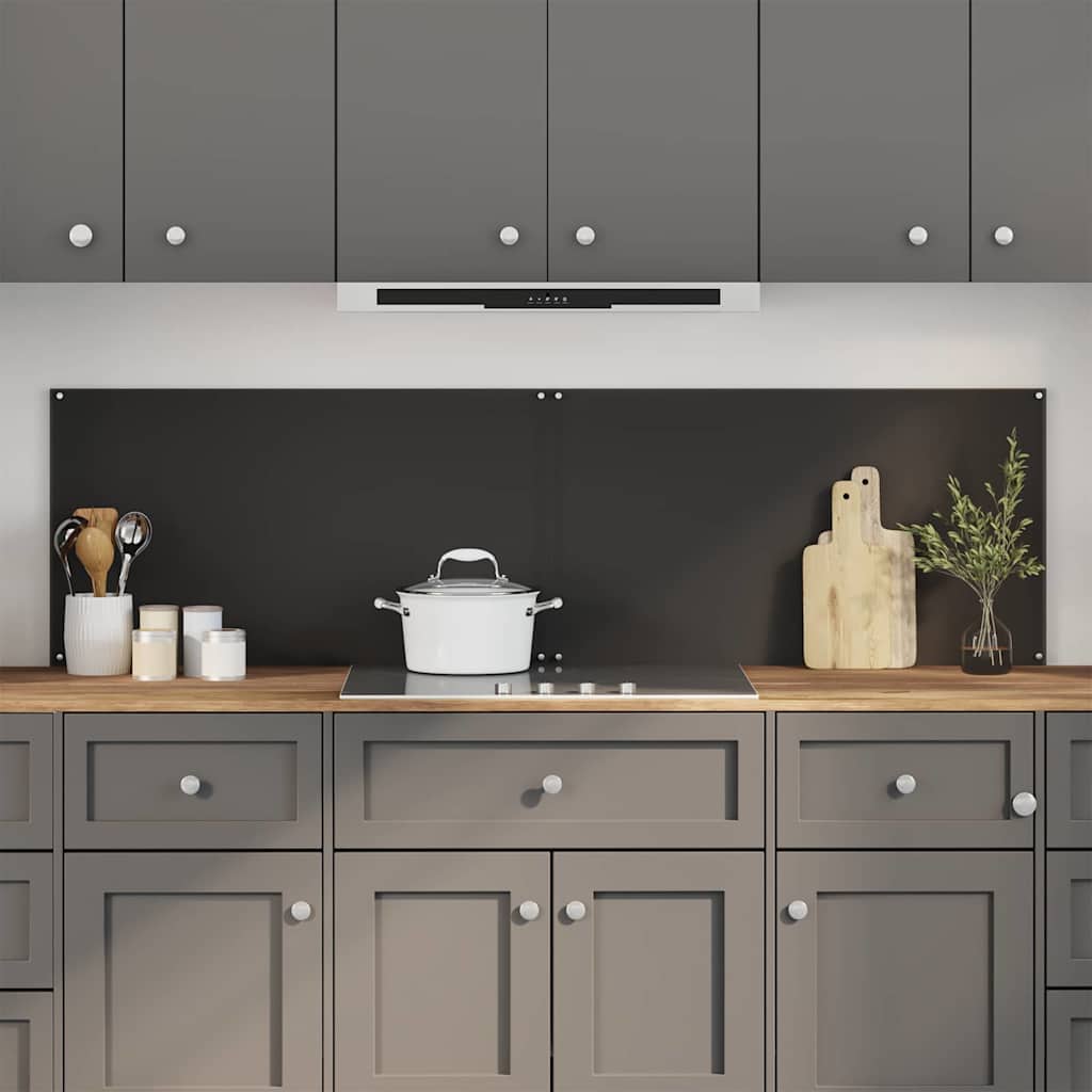 vidaXL Kitchen Splashback 2 pcs Black 90 x 50 cm Tempered Glass