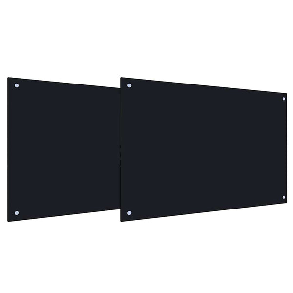 vidaXL Kitchen Splashback 2 pcs Black 90 x 50 cm Tempered Glass