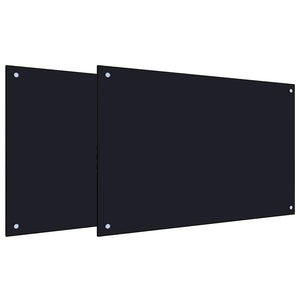 vidaXL Kitchen Splashback 2 pcs Black 90 x 60 cm Tempered Glass