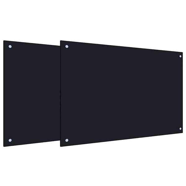 vidaXL Kitchen Splashback 2 pcs Black 90 x 60 cm Tempered Glass