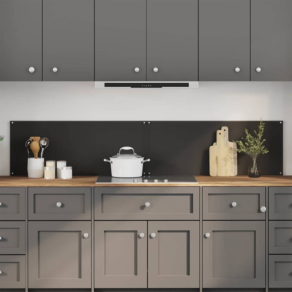 vidaXL Kitchen Splashback 2 pcs Black 100 x 40 cm Tempered Glass