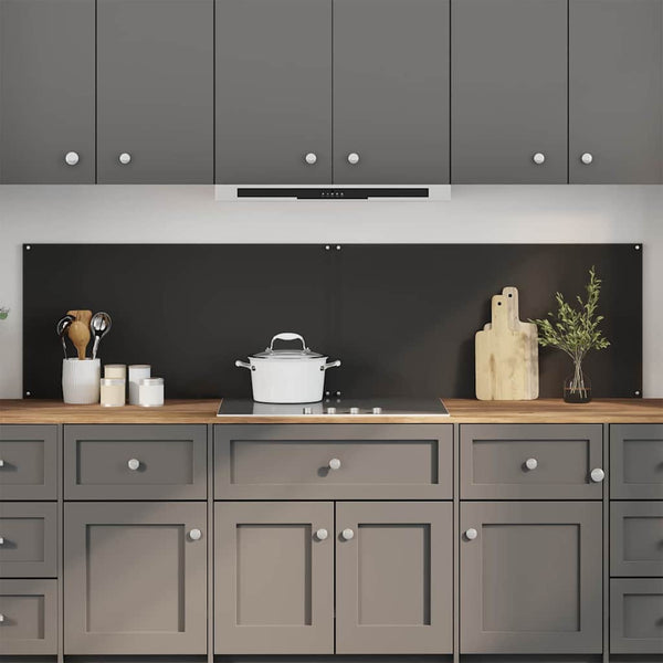 vidaXL Kitchen Splashback 2 pcs Black 100 x 50 cm Tempered Glass