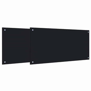 vidaXL Kitchen Splashback 2 pcs Black 100 x 50 cm Tempered Glass