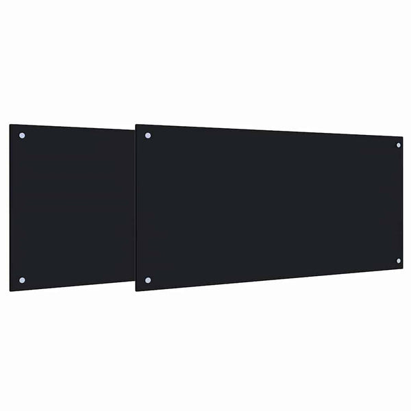 vidaXL Kitchen Splashback 2 pcs Black 100 x 50 cm Tempered Glass